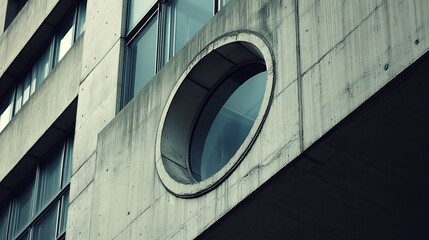 Wall Mural - Concrete and glass architecture detail. Tower in Prague. Ventilation tower for the tunnel.