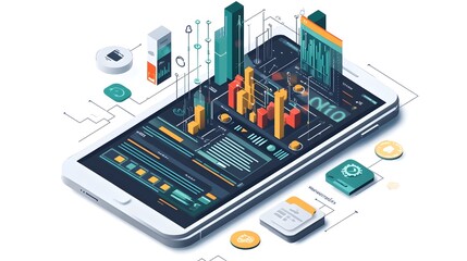 Wall Mural - detailed technical of a smartphone screen showcasing a website optimization suite