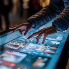 Wall Mural - sleek and dynamic website layout showcased on high tech touch screen for captivating user experience