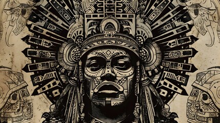 Wall Mural - AZTEC CONCEPT ILLUSTRATION