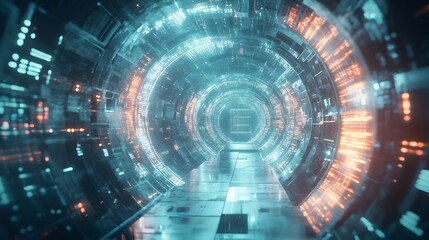 Wall Mural - innovative web design concept with suspended 3d components and holographic visualizations