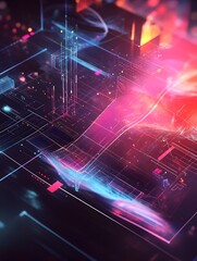Wall Mural - captivating surreal 3d web interface with holographic data displays and modular ui components