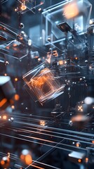 Wall Mural - futuristic 3d web components floating in virtual space with transparent ui elements and dynamic
