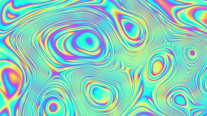 Fototapete - 3D Animation - Abstract colorful background of a looping animated iridescent reflective material with swirling texture