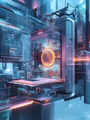 Wall Mural - futuristic digital painting of a comprehensive website design lifecycle and adaptive user experience
