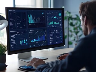 Wall Mural - professional website backend dashboard with detailed analytics and data visualization