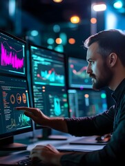 Wall Mural - futuristic ux dashboard showcasing cutting edge analytics and data visualization