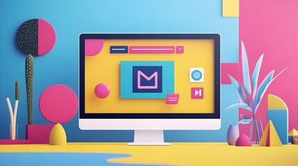Wall Mural - visually captivating animated gif of a colorful and sleek website loading screen with smooth user