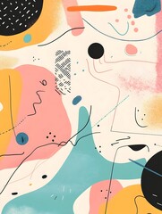 Wall Mural - whimsical animated website loading screen with playful hand drawn and pastel color scheme