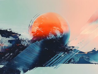 Wall Mural - captivating website loading screen with surreal morphing shapes and glitch effects