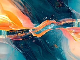 Wall Mural - captivating website loading animation with surreal abstract compositions and glitch effects