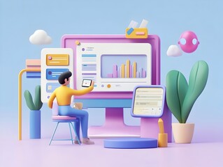 Wall Mural - expert developer optimizing website for peak search visibility and performance analytics