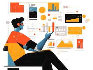 Wall Mural - experienced programmer meticulously adjusting website s seo and adaptive content personalization