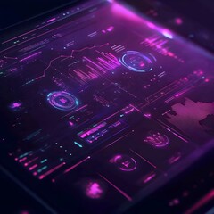 Wall Mural - futuristic interactive web page with advanced holographic ui and dynamic data visualization