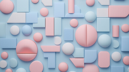 Aufkleber - Pastel pink and blue geometric shapes forming abstract background