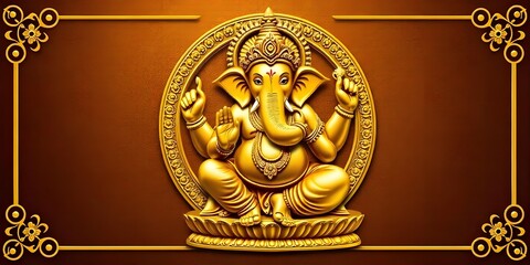 Golden Lord Ganesha, Hindu Deity of Wisdom and Remover of Obstacles