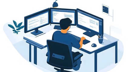 Wall Mural - talented programmer seamlessly integrating api functionality into a visually captivating website