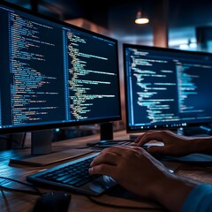 Wall Mural - skilled programmer seamlessly integrating api into advanced website development