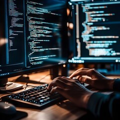 Wall Mural - skilled programmer seamlessly integrating api for optimized web development