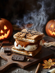 Wall Mural - Halloween themed s'mores, food photography