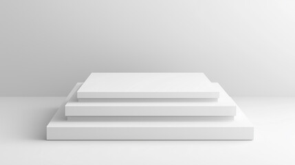 Poster - Empty white square platform podium on white background
