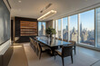 © Andres Mejia - Luxurious dining room overlooking central park and the manhattan skyline