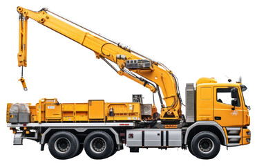 Canvas Print - PNG Truck mounted crane vehicle white background.