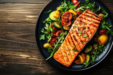 Wall Mural - Grilled Salmon with Summer Vegetables