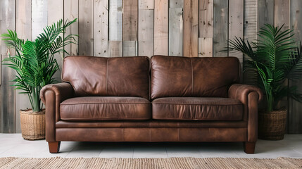 Canvas Print - Brown Leather Sofa Personal