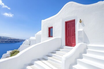 Greece Greek Islands. Santorini Island Travel Landmark with White Architecture in Oia Village