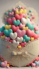 Wall Mural - Sugar hearts and heart envelope