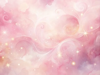 Wall Mural - Soft, whimsical pink watercolor background with gentle, swirling brushstrokes and subtle texture, evoking a sense of