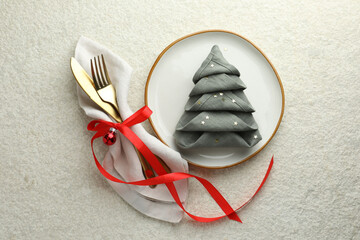 Sticker - Christmas table setting with festive decor, flat lay