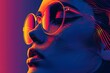 © Valentin - Vibrant Portrait of a Woman in Stylish Sunglasses with Neon Colors