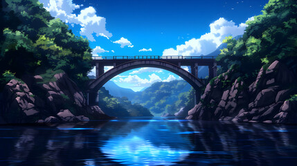 Sticker - Bridges Landscape Anime Style