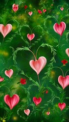 Wall Mural - background with hearts shape and flower