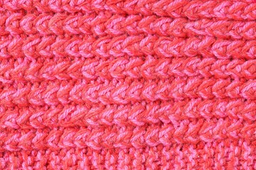 Poster - Texture of bright knitted fabric as background, top view