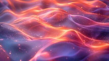 Abstract background with flowing, glowing, red, orange, and blue waves.