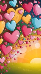 Wall Mural - Colorful background with hearts