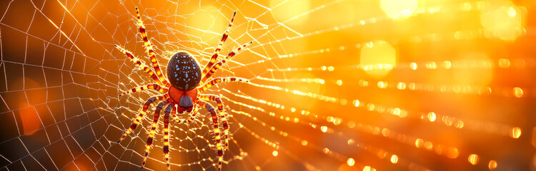A spider is sitting in the center of a web