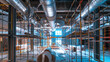 © Jafree - Construction site with installation of metallic air ducts and scaffolding in a commercial building. Concept of industrial infrastructure, HVAC systems, building construction