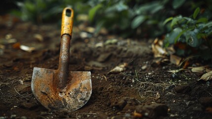 shovel in the garden