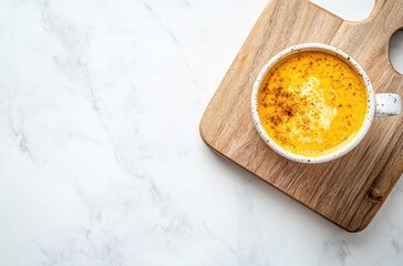 Canvas Print - Golden Milk Latte on White Marble Background