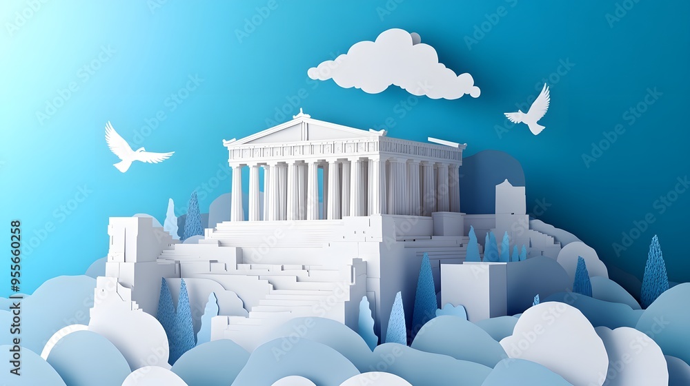 11. **Design a 3D paper cut of the Acropolis of Athens, showcasing the ...