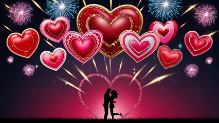 Colorful hearts on a dark background valentine s day background