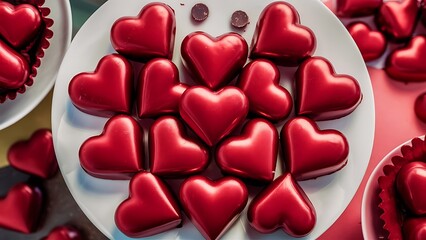 Wall Mural - Chocolate red heart sweets