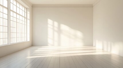 Wall Mural - Sunlight Streaming Through Window in an Empty Room