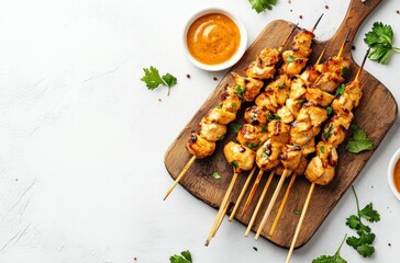 Wall Mural - Grilled Chicken Skewers with Spicy Sauce