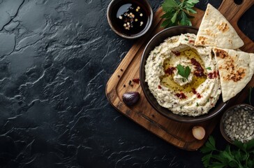 Wall Mural - Creamy Baba Ganoush with Pita Bread