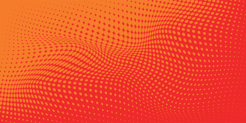 Wall Mural - dots halftone orange color pattern gradient texture with technology digital background. dots pop art